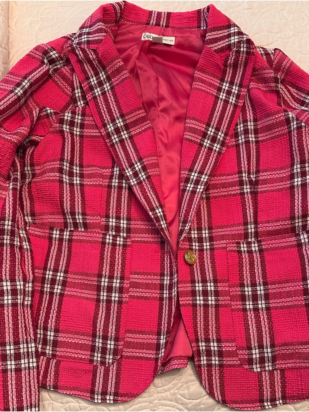 Cato Hot Pink Plaid Blazer